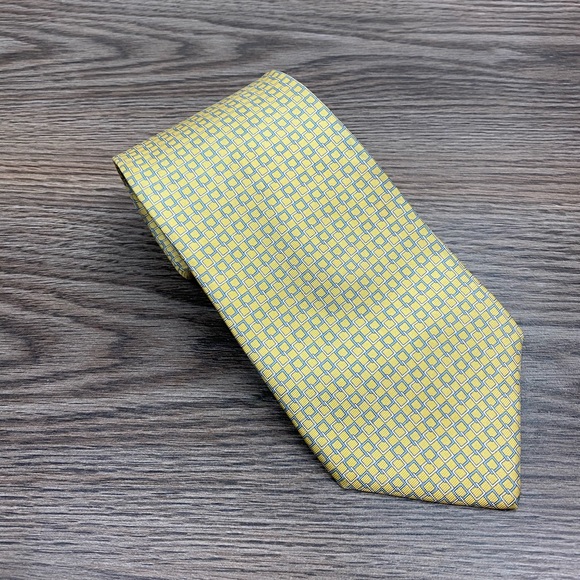 Brooks Brothers Yellow w/ Blue & White Check Tie - Picture 1 of 4